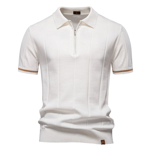 Herren Polohemd mit kurzer Knopfleiste und strukturiertem Design EB