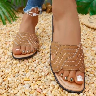 Damen Offene Mules mit modischem Flecht-Design EB