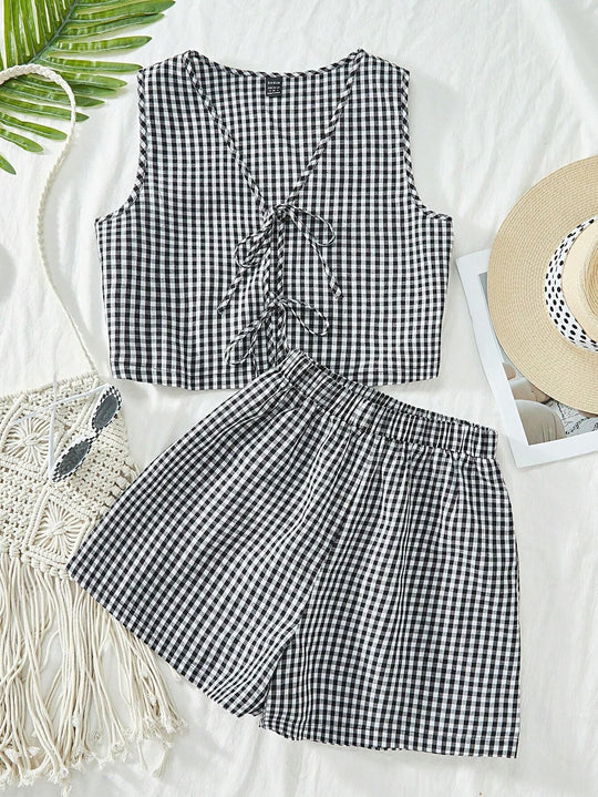 Damen Crop-Top und Shorts Set EB