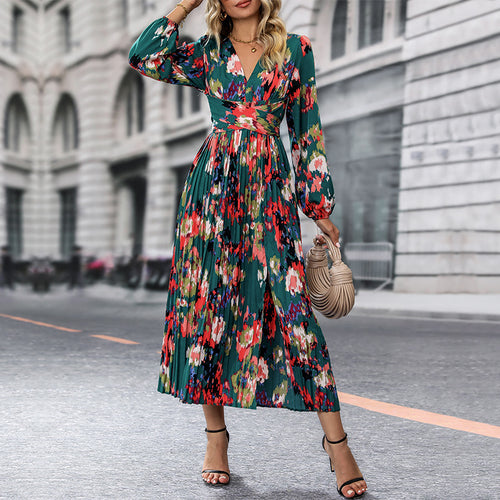 Damen Maxikleid mit plissiertem Design und aufregendem Beinschlitz EB
