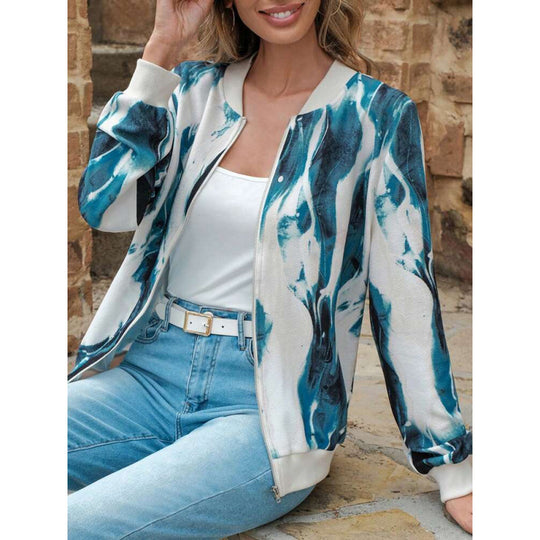 Damen Abstract Print Bomberjacke EB