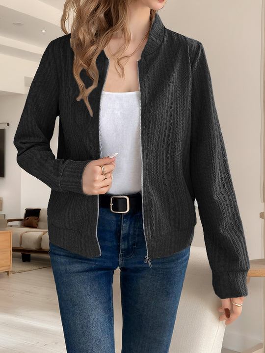 Damen Strickjacke mit Reißverschluss und strukturiertem Design EB