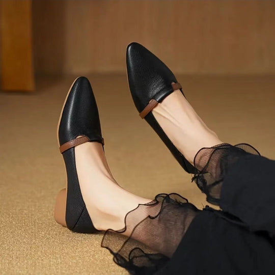 Damen Elegante Ballerinas mit komfortablem Blockabsatz und modischem Riemen EB
