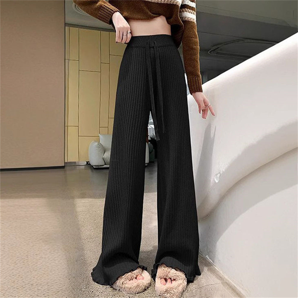 Damen Fließende Strickhose mit weichem Material und elegantem Saum EB