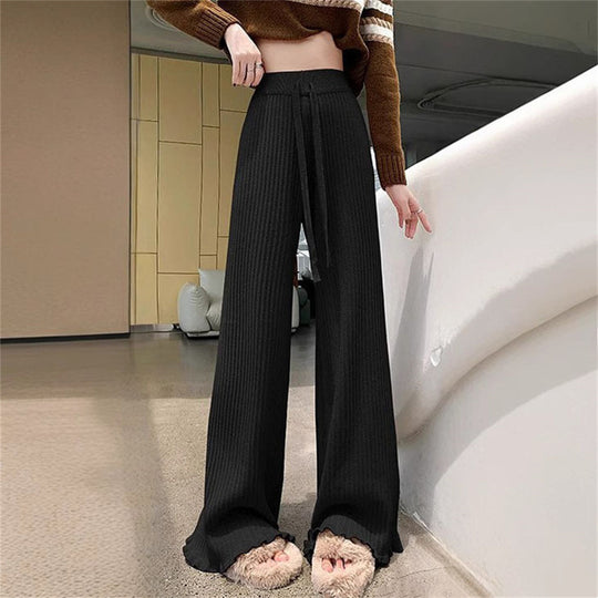 Damen Fließende Strickhose mit weichem Material und elegantem Saum EB