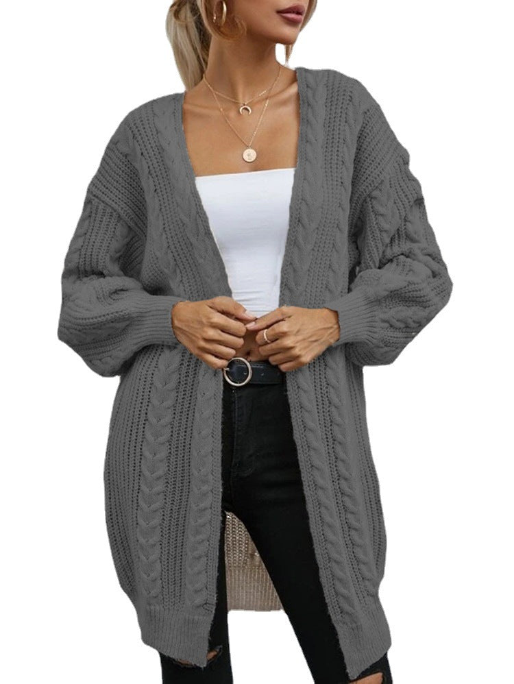 Damen Grobstrickjacke mit tiefem V-Ausschnitt und lässigem Schnitt EB