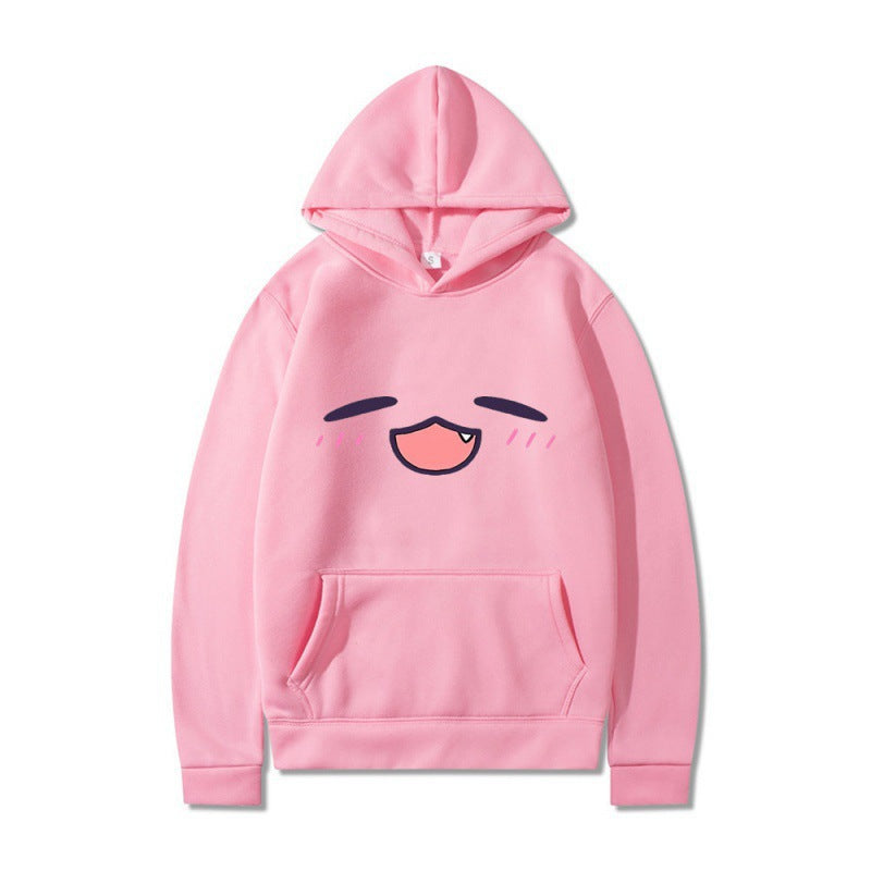 Damen Kapuzenpullover mit fröhlichem Cartoon-Gesicht und bequemer Passform EB