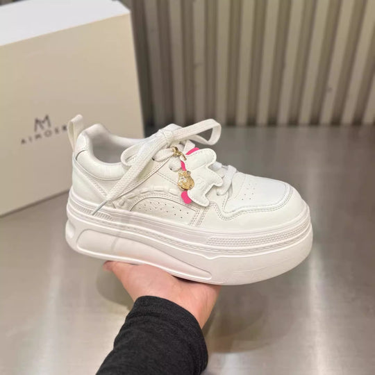 Damen modische Plateau-Sneaker mit verziertem Schnürsystem und komfortabler Dämpfung EB