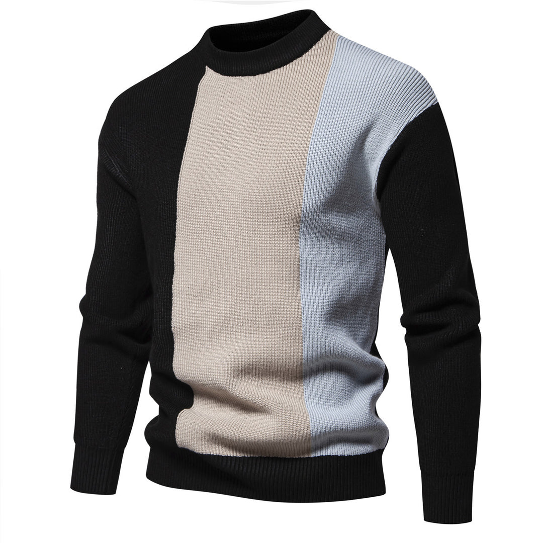 Herren Strickpullover mit modernem Farbblockdesign und hohem Kragen EB
