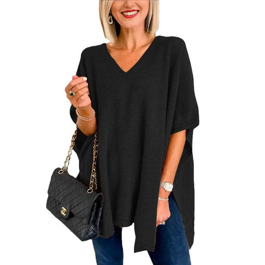 Damen V-Ausschnitt Oversized-Tunika EB