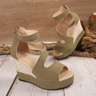 Damen Wedge-Sandaletten mit komfortablem Riemen-Design EB