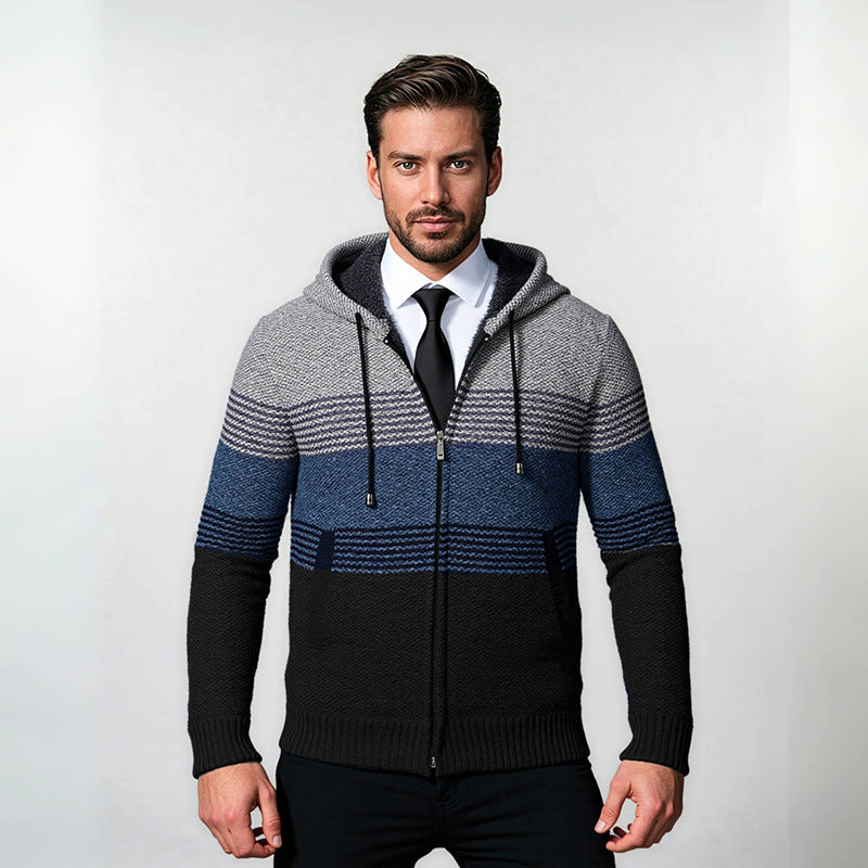 Herren modische Hoodie-Jacke mit strukturiertem Design und praktischen Taschen EB