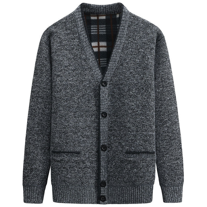 Herren stilvolle Strickjacke mit V-Ausschnitt und liebevollen Details EB