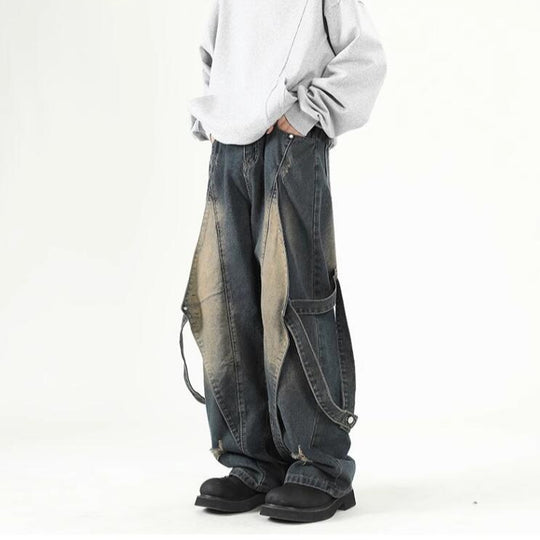 Damen Weit geschnittene Jeans mit abnehmbaren Seitenteilen EB