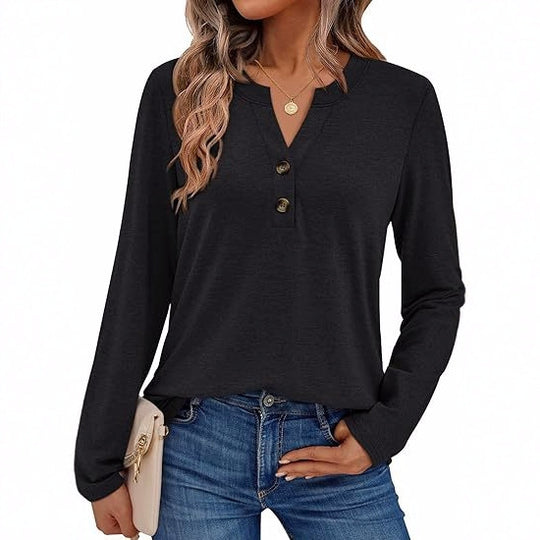 Damen Langarmshirt mit Knopfdetails EB