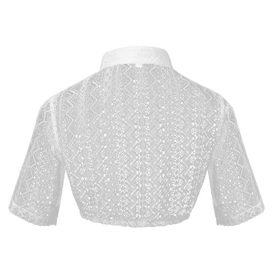 Damen nan zarter Spitzenbolero mit Stehkragen und kurzem Taillenschnitt EB