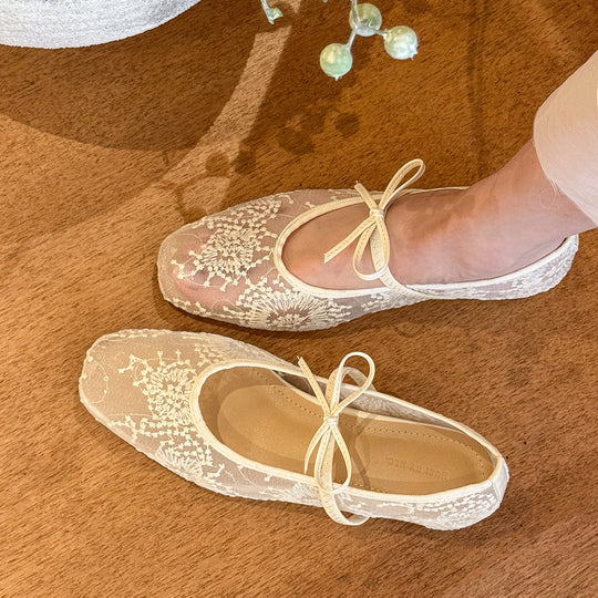 Damen erotische Ballerinas mit filigranem Schnürdesign und komfortabler Innensohle EB