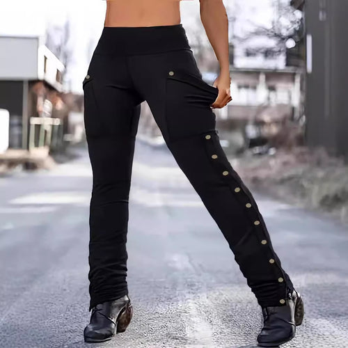 Damen Sportliche Freizeithose mit praktischen Cargo-Taschen und Knopfdetails EB