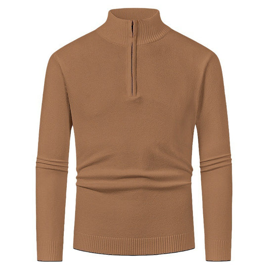 Herren Strickpullover mit hohem Kragen und halbem Reißverschluss EB