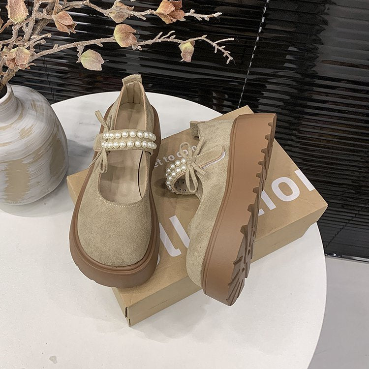 Damen Bequeme und elegante Ballerinas mit Perlenriemen EB