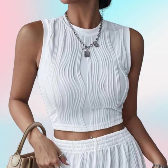 Damen Figurbetontes Crop-Top mit strukturiertem Design EB