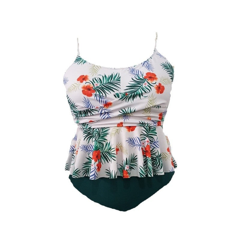 Damen Tankini-Set mit floralem Rüschendesign und figurumspielendem Schnitt EB