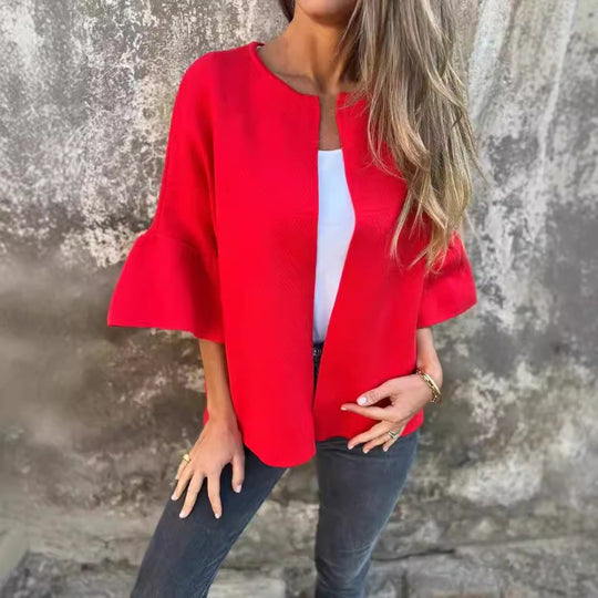 Damen modische Cardigan mit auffälligen Glockenärmeln und lockerer Passform EB