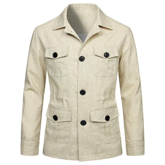 Herren nan Utility-Jacke aus Leinen mit vier aufgesetzten Taschen und taillierter Silhouette EB