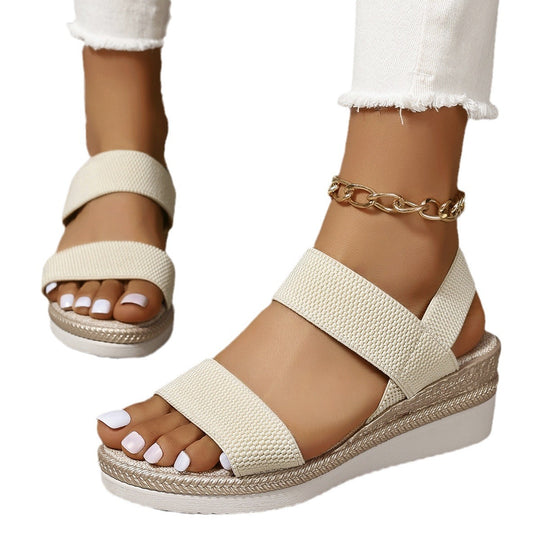 Damen Komfortable Wedge-Sandalen mit elastischen Trägern EB