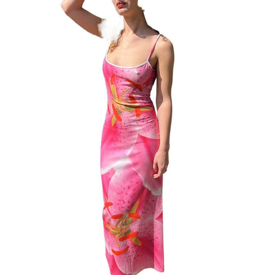 Damen Maxikleid mit floralem Print und verstellbaren Spaghettiträgern EB