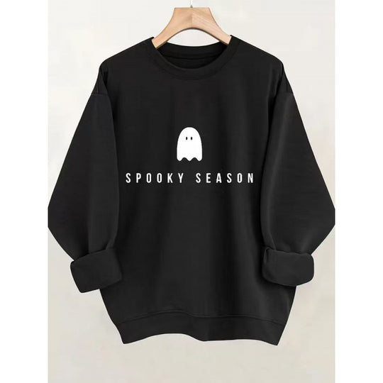 Unisex nan lässiges Halloween Sweatshirt mit Gespenst-Print und Oversize-Schnitt EB