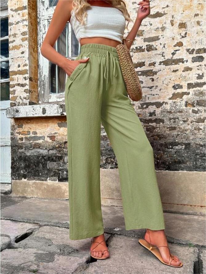 Damen Elegante Freizeit-Hosen mit elastischem Bund und seitlichen Taschen EB
