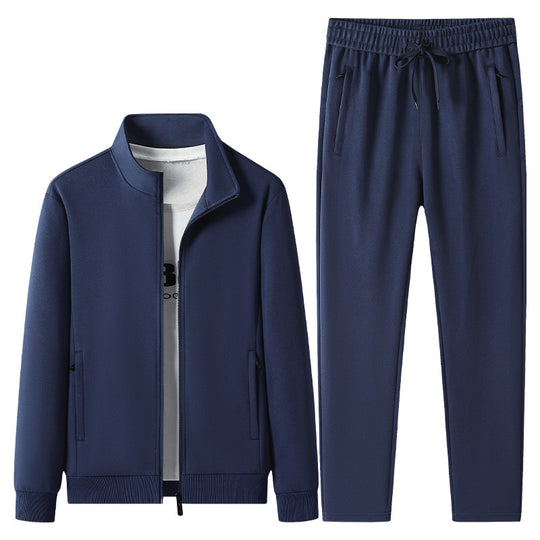Herren Freizeit-Trainingsanzug Set mit Stehkragen Reißverschlussjacke und Jogginghose aus French Terry EB
