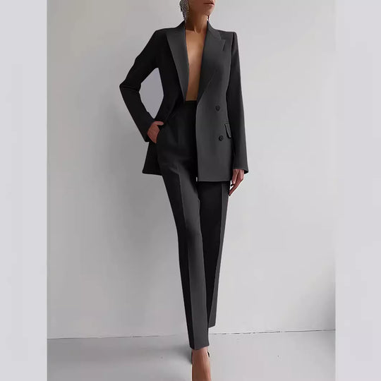 Damen elegante zweireihige Blazer mit maßgeschneiderter Hose EB