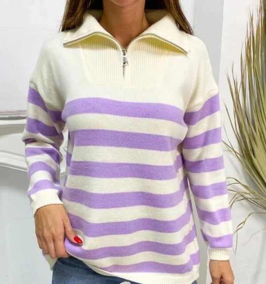 Damen Sweatshirt mit Stehkragen und Reißverschluss EB