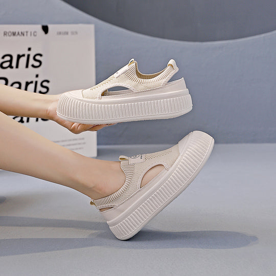 Damen Sneakers mit elastischem Obermaterial und sportlicher Plattform EB
