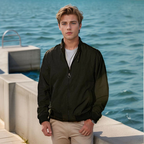 Herren lässige Windbreaker-Jacke mit hohem Kragen EB
