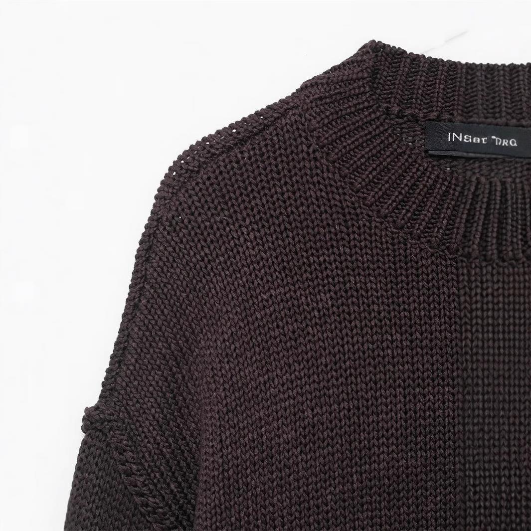 Damen lässiger Strickpullover mit weitem Schnitt und Oversized-Style EB
