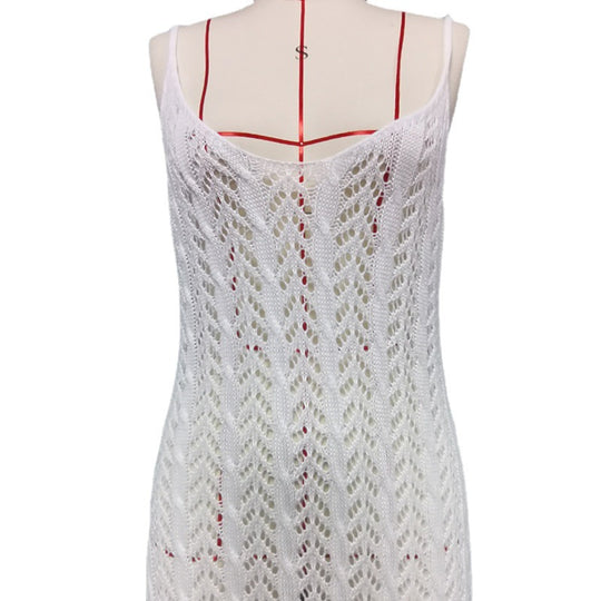 Damen eleganter und transparenter Häkel-Strandüberwurf EB