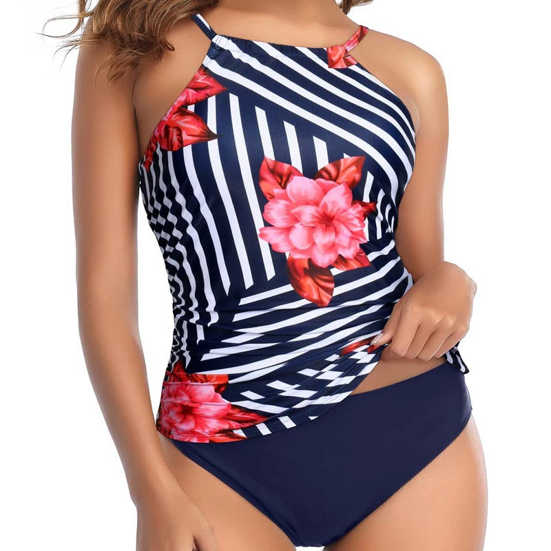 Damen Tankini-Oberteil mit elegantem Raffung und floralem Design EB