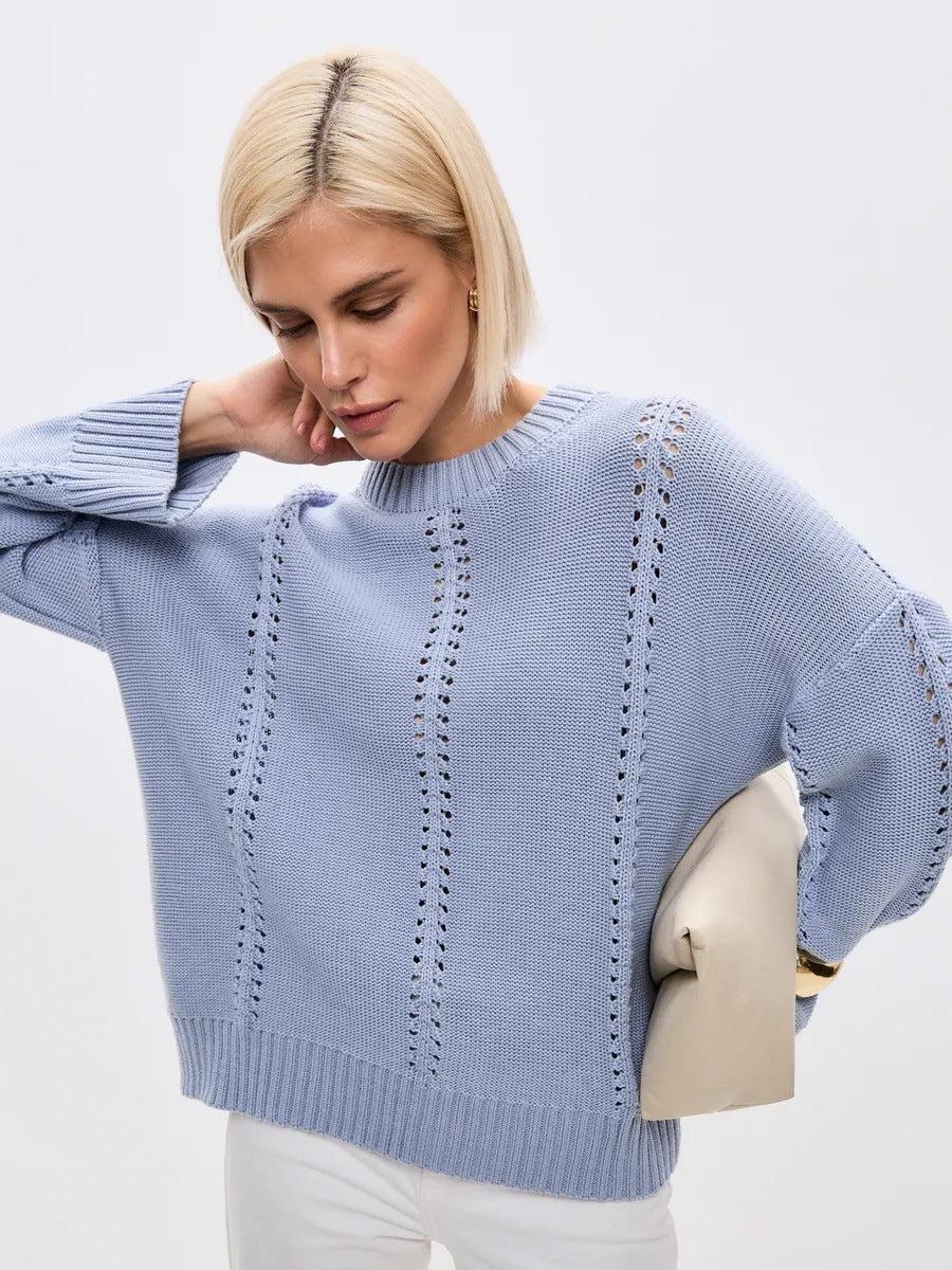 Damen Übergroßer Strickpullover mit luftiger Struktur und besonderen Details EB