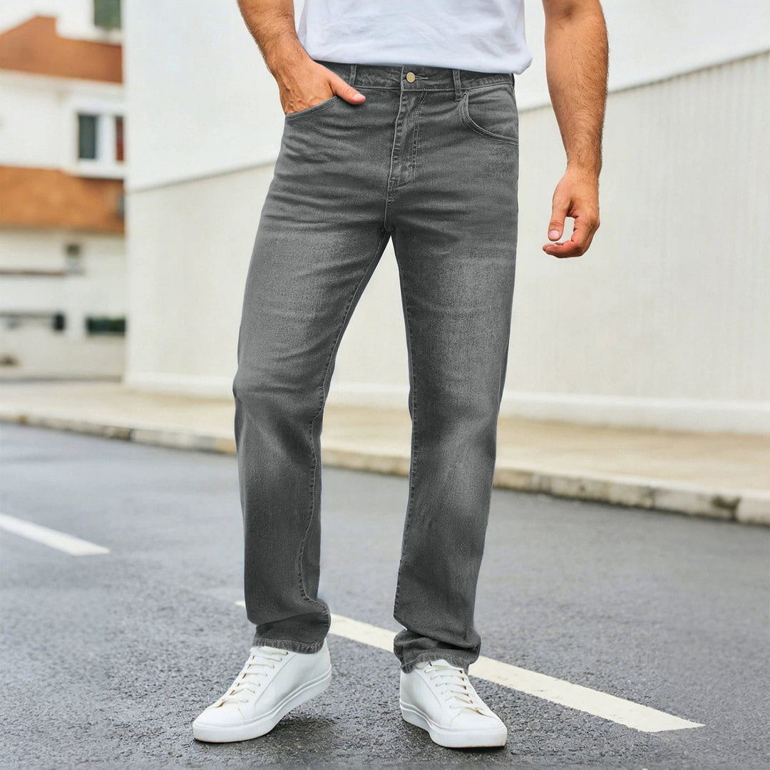 Herren nan lässige Straight-Leg-Jeans mit mittlerer Bundhöhe und Komfortstretch EB