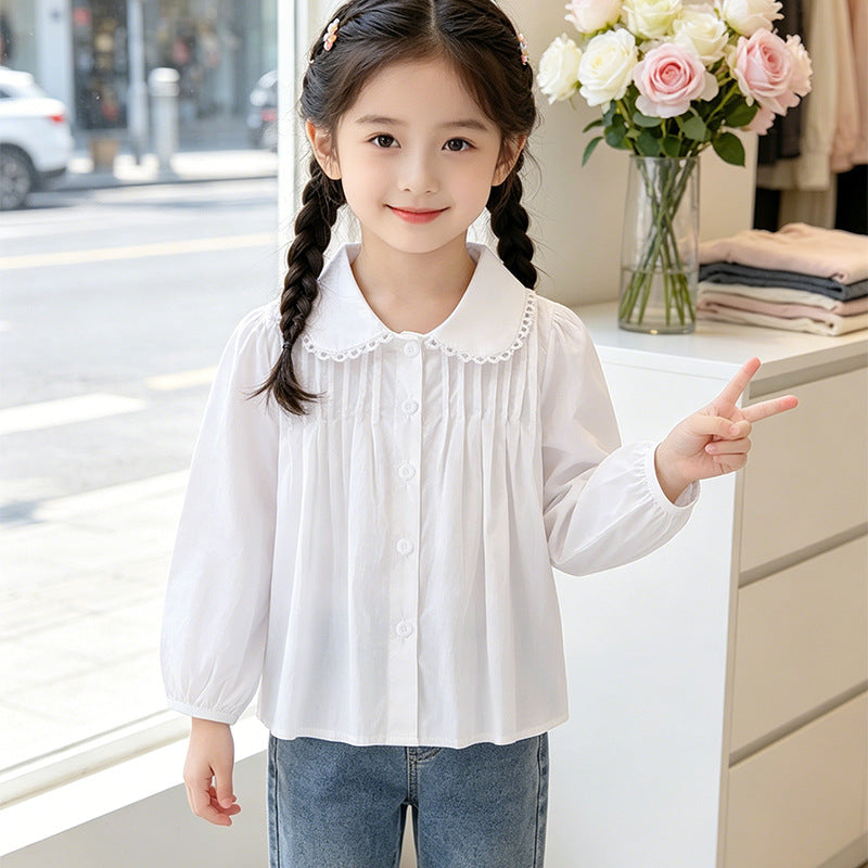 Mädchen Bluse mit Rüschendetails und elegantem Kragen EB