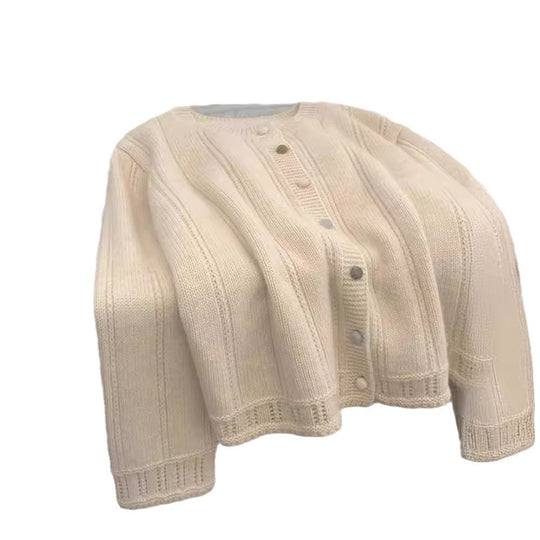 Damen Grobstrick-Cardigan mit geschmackvollem Knopfverschluss und weiten Ärmeln EB