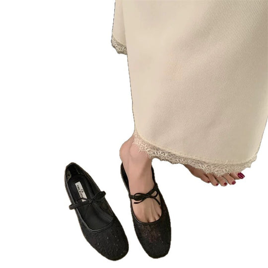 Damen Ballerinas mit elegantem Spitzenmuster EB