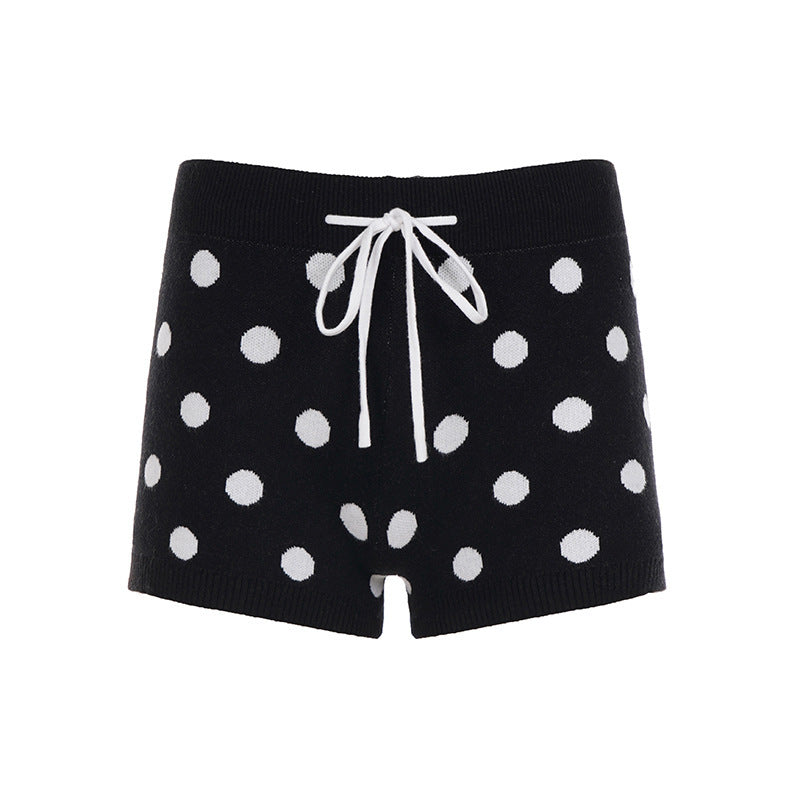 Damen Sportliche Kurze Hose mit gepunktetem Design und verstellbarem Bund EB
