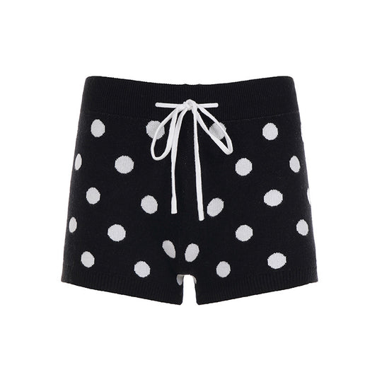 Damen Sportliche Kurze Hose mit gepunktetem Design und verstellbarem Bund EB