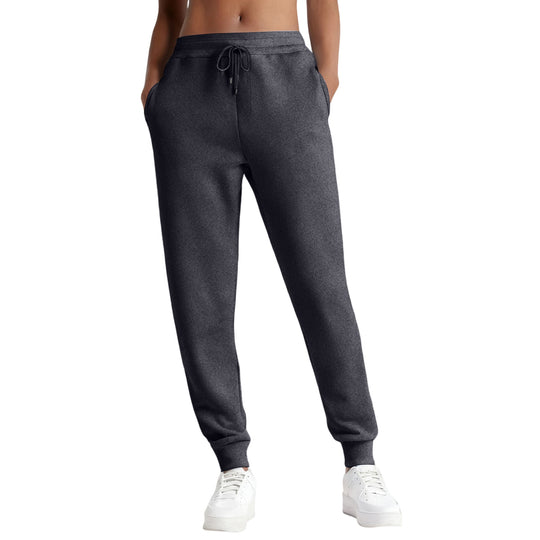 Damen nan schmale High‑Waist Sweat-Jogginghose mit hohem Komfortbund, verstellbarem Kordelzug und elastischen Knöchelbündchen EB