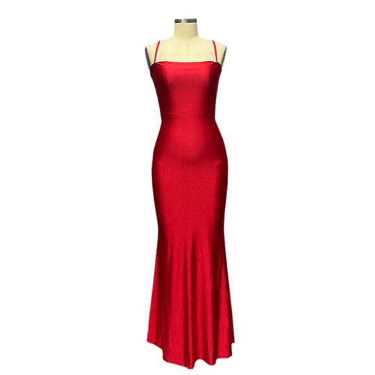 Damen Elegantes figurbetontes Abendkleid mit feinen Spaghettiträgern EB