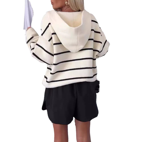 Damen lässige Strickjacke im modernen Streifen-Design Heidi-Mode